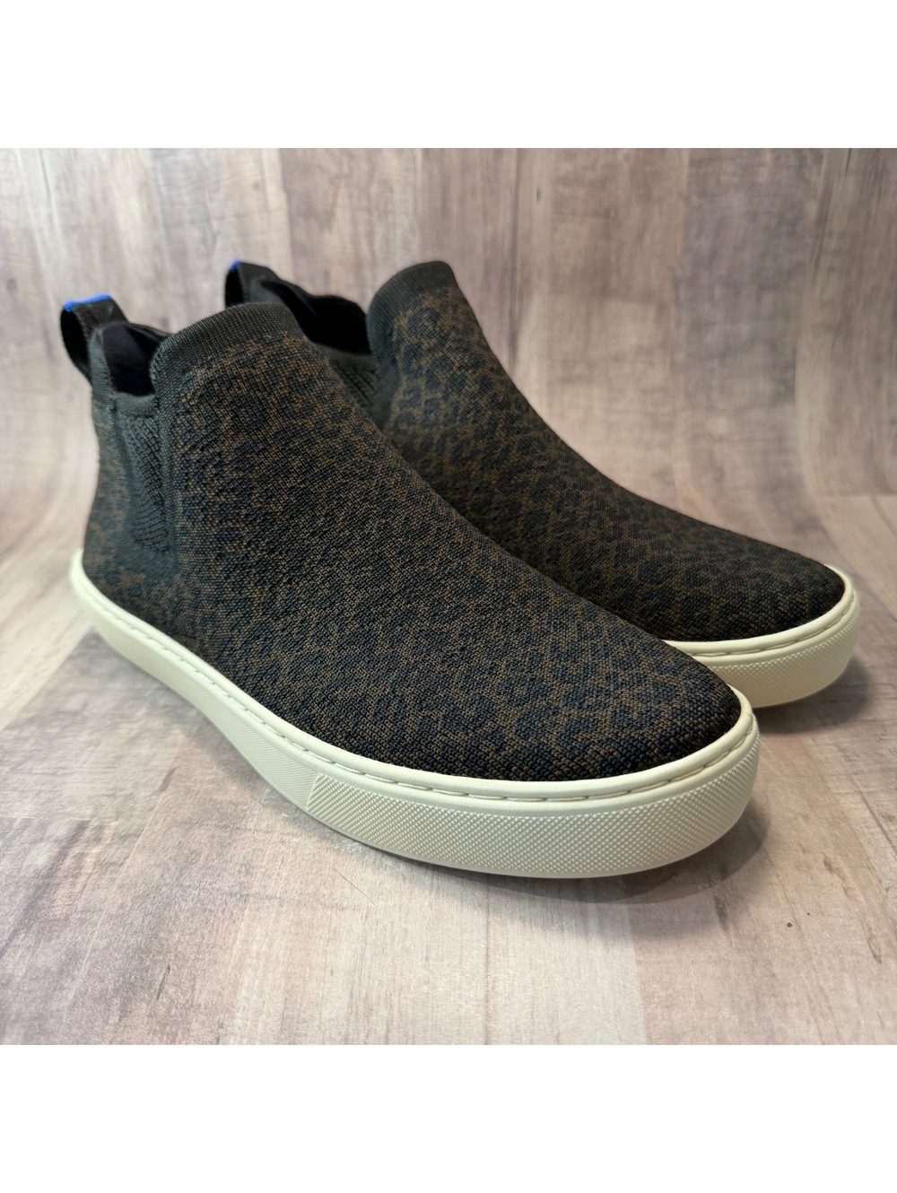 Rothy's Chelsea Boot Espresso Spot Leopard Knit Slip On Shoes Women's 8.5 Casual